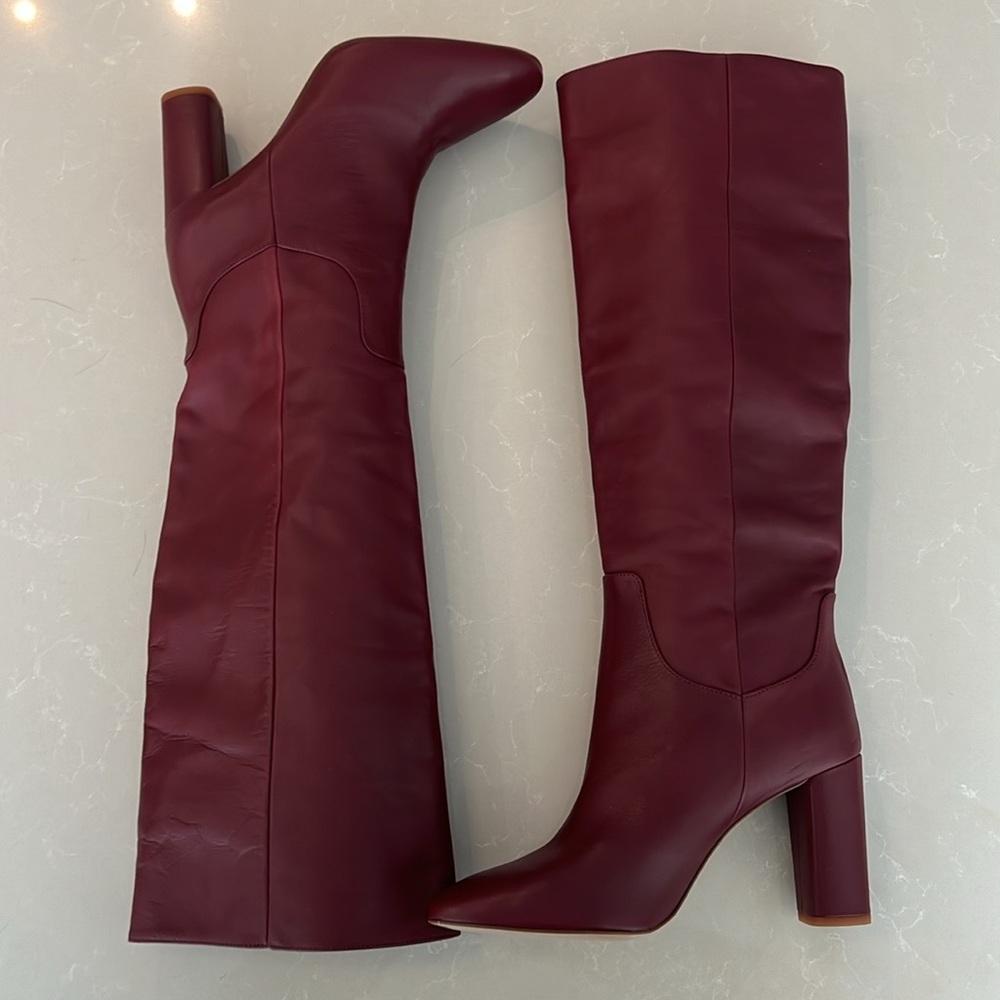 Burgundy Leather Zara knee high boots